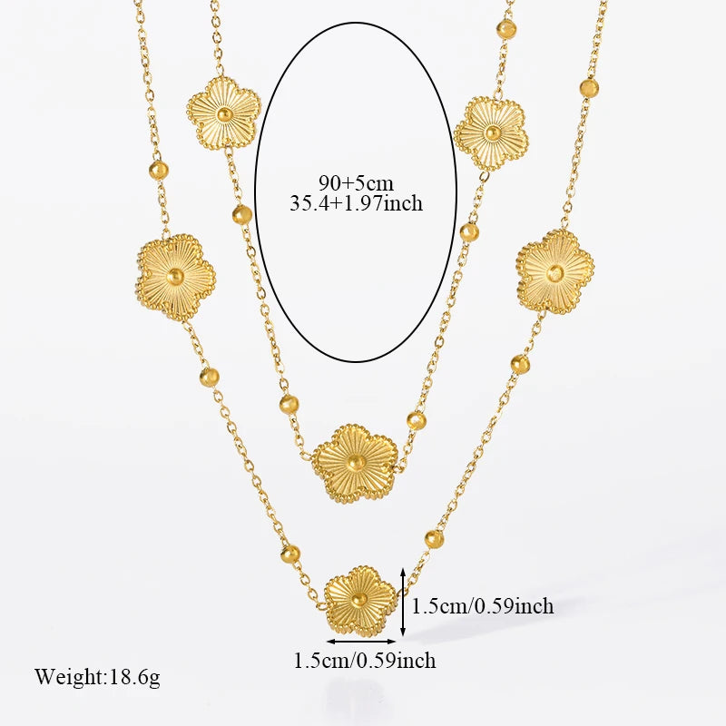 Pendant Flower Five Leaf Clover Necklace