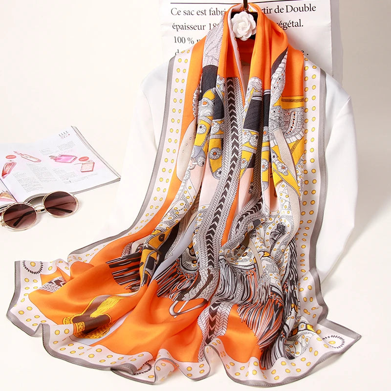 Luxury Pure Silk Luxury Scarf Foulard Large