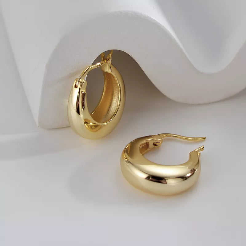 Bold Chunky Hoop Earrings In Gold.