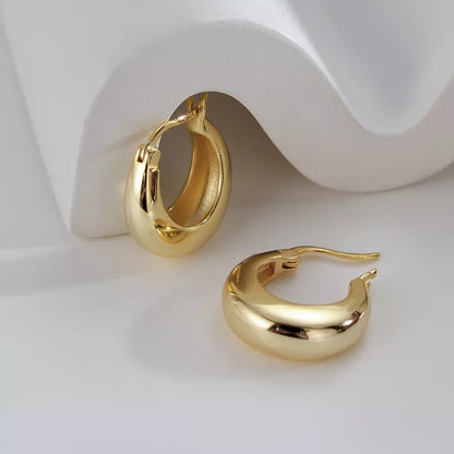 Bold Chunky Hoop Earrings In Gold.