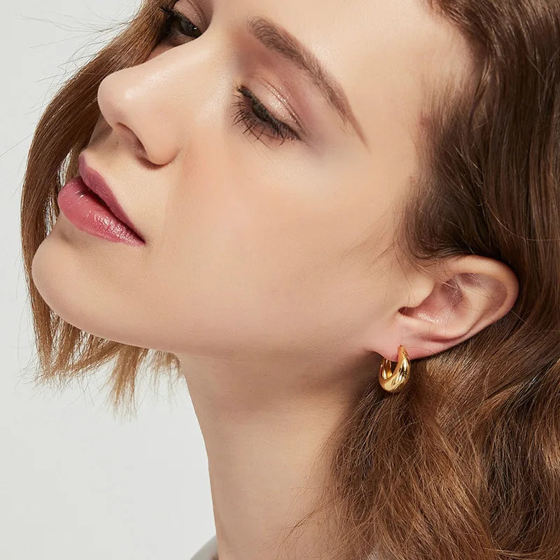 Bold Chunky Hoop Earrings In Gold.