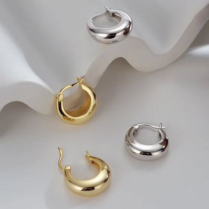 Bold Chunky Hoop Earrings In Gold.