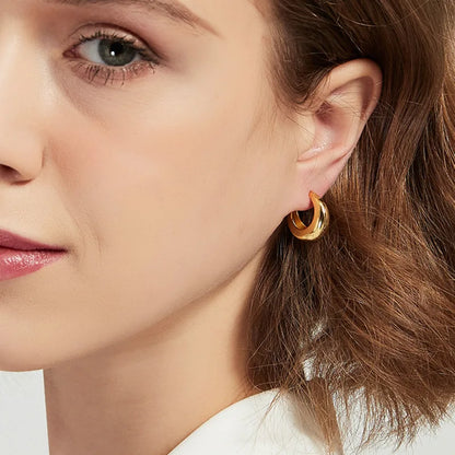 Bold Chunky Hoop Earrings In Gold.