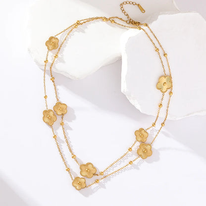 Pendant Flower Five Leaf Clover Necklace