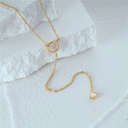 Crystal Zircon Pendant Choker Necklace in Gold