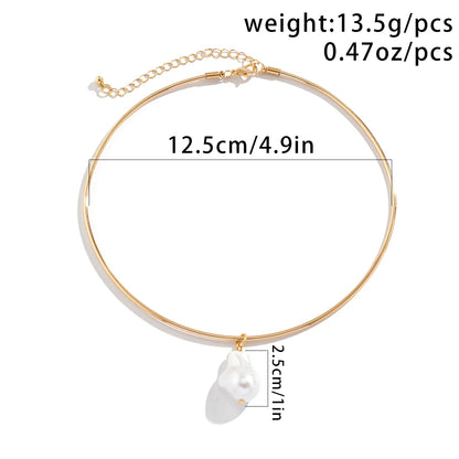 Regal Baroque Gold Large Single Pearl Necklace