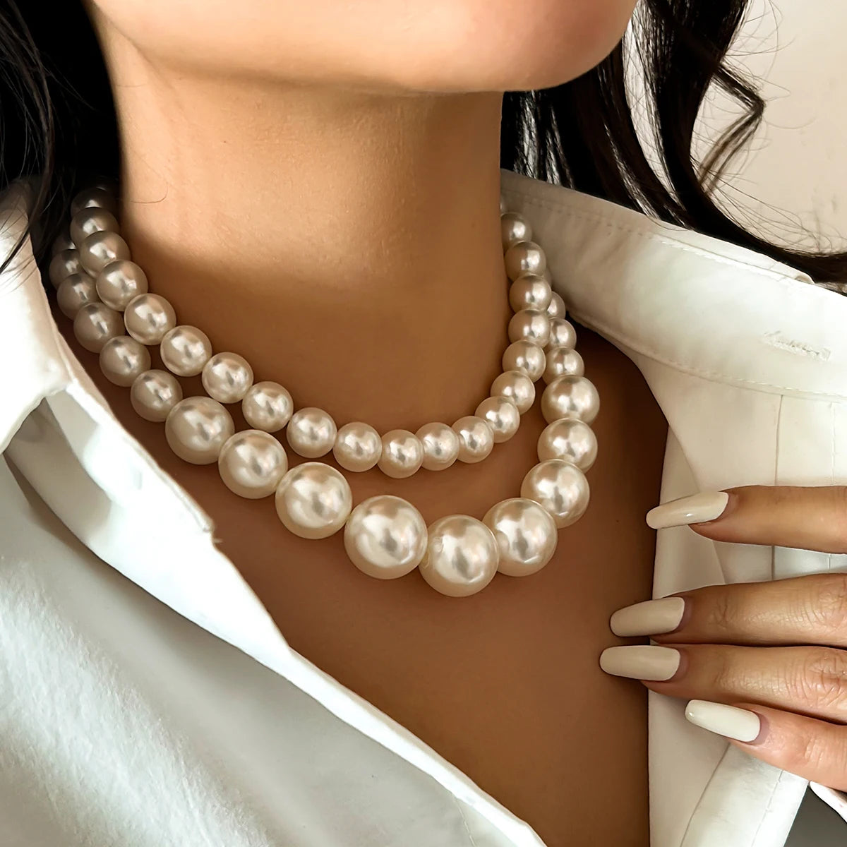 Elegant Pearl Choker Neckless Set