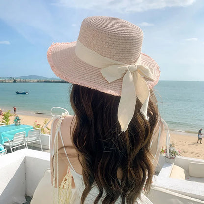 Luxe Bow Ribbon Straw Sun Hat