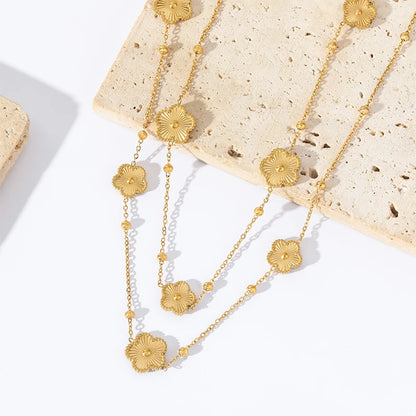 Pendant Flower Five Leaf Clover Necklace