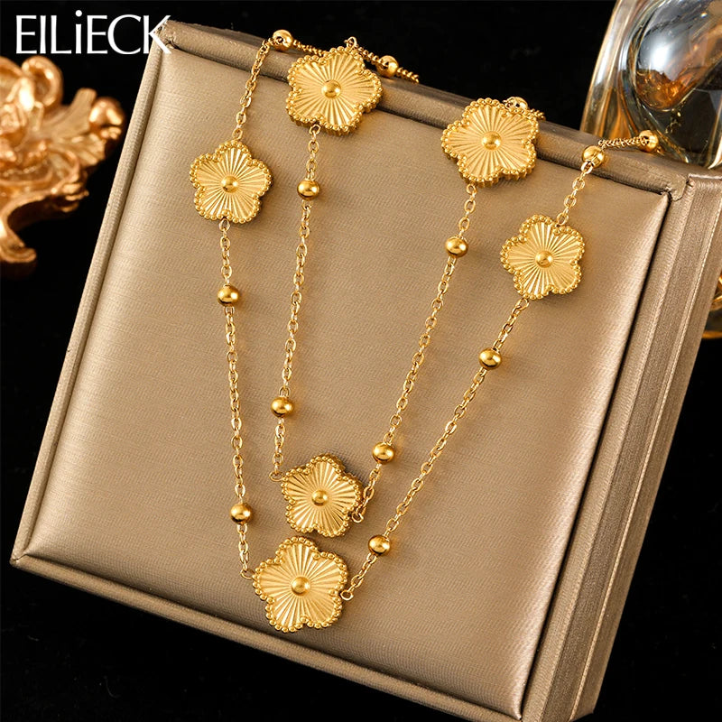 Pendant Flower Five Leaf Clover Necklace