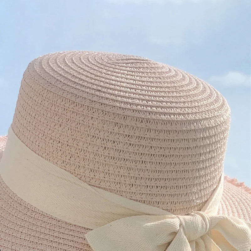 Luxe Bow Ribbon Straw Sun Hat