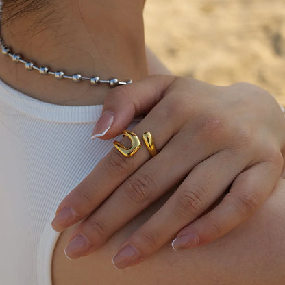 Adjustable Opening Irregular Ring in Gold