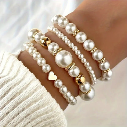 Elegant Pearl Love Bracelet Set