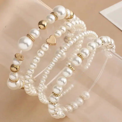 Elegant Pearl Love Bracelet Set