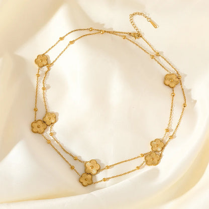 Pendant Flower Five Leaf Clover Necklace
