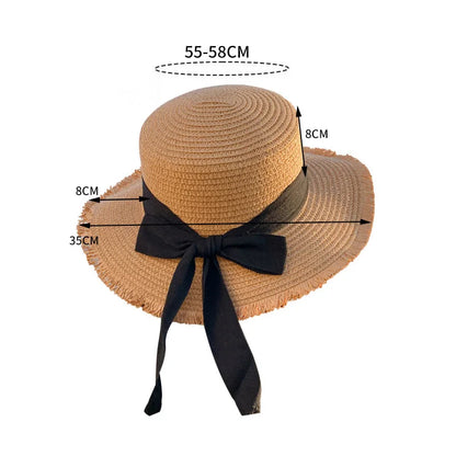 Luxe Bow Ribbon Straw Sun Hat